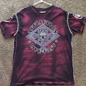Distressed Affliction T-shirt with stitching